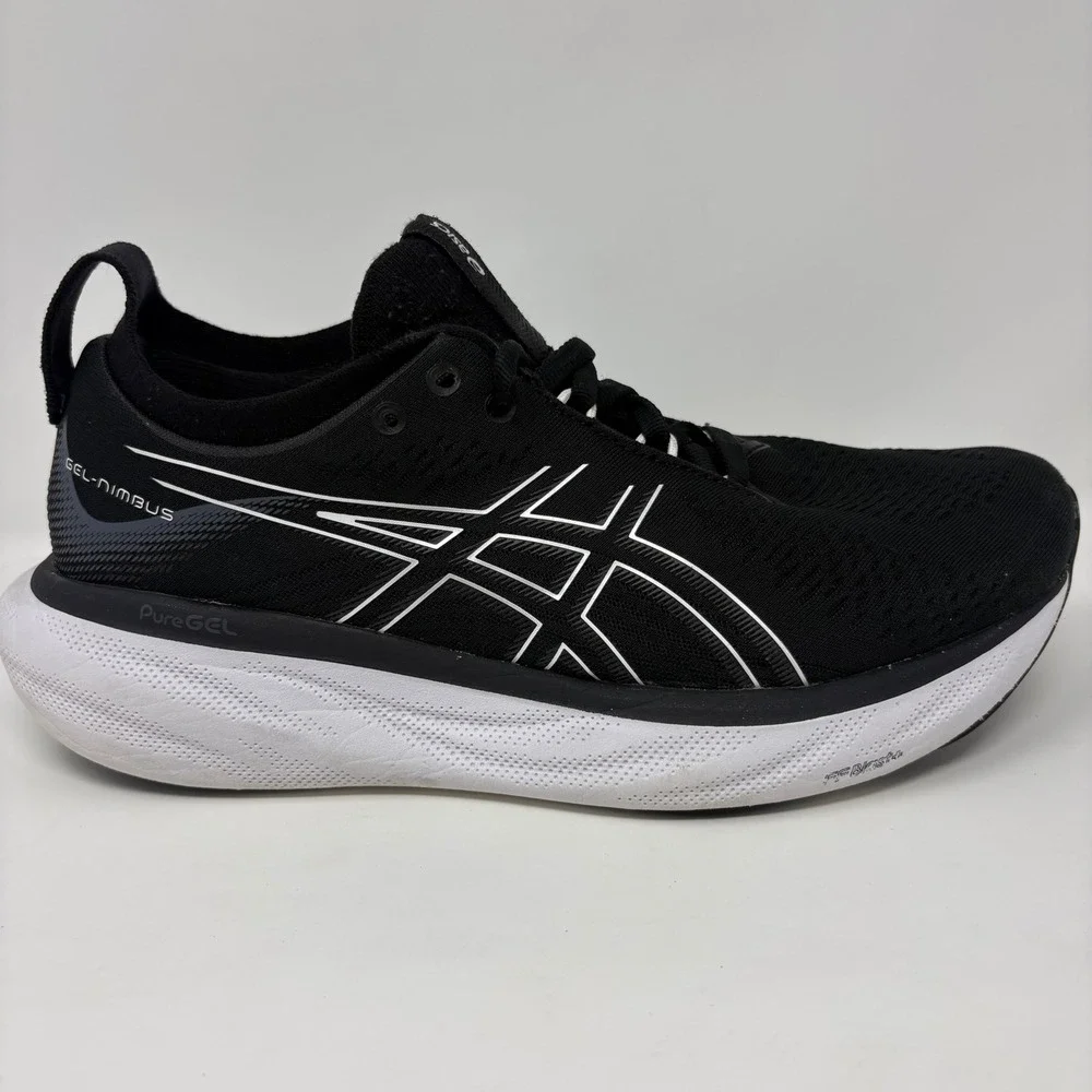 ASICS Gel-Nimbus 25 Women Size 8.5 Black White Athletic Running Shoes (1012B356)